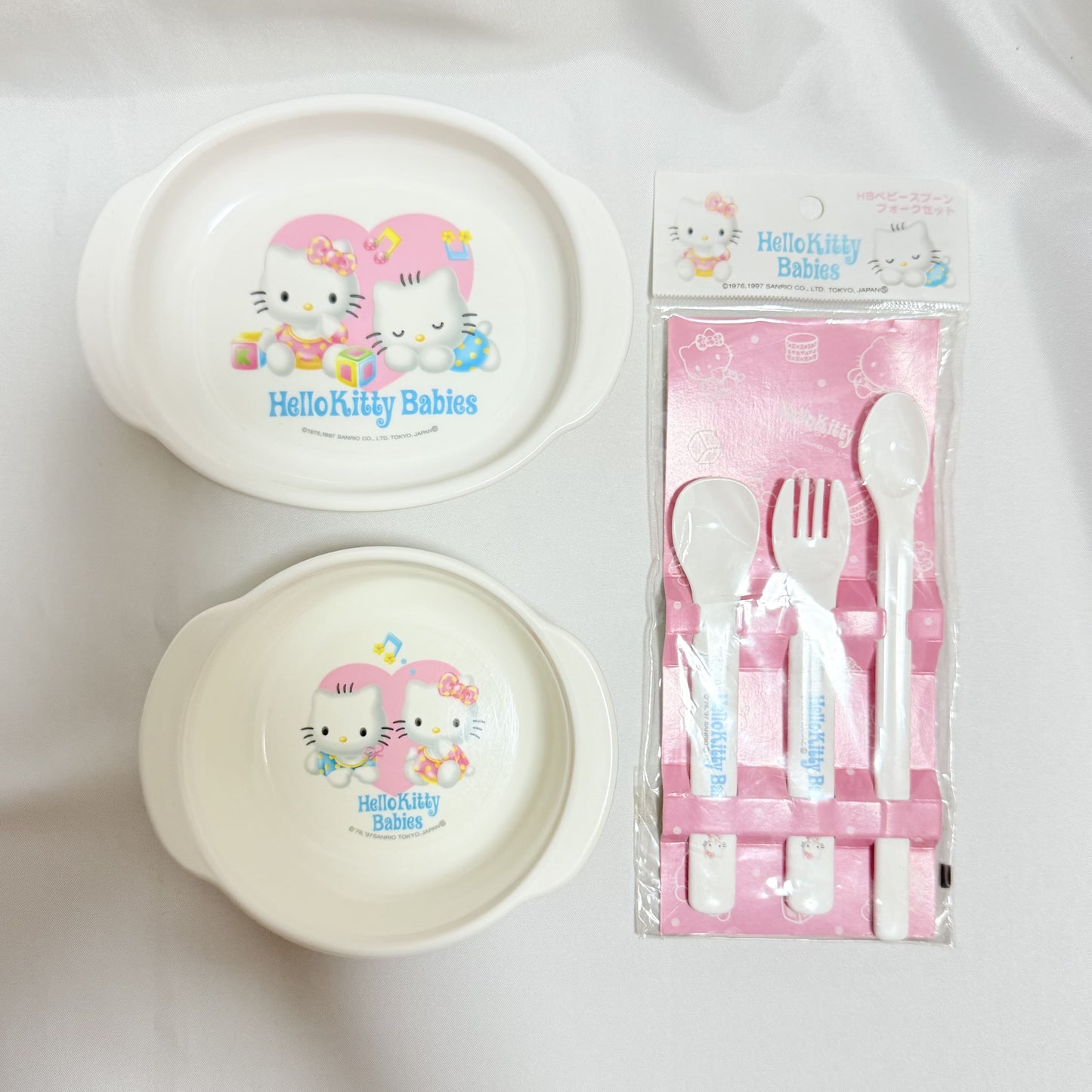 Hello Kitty Babies Retro Plate & Utensil Set – Rare Collectible