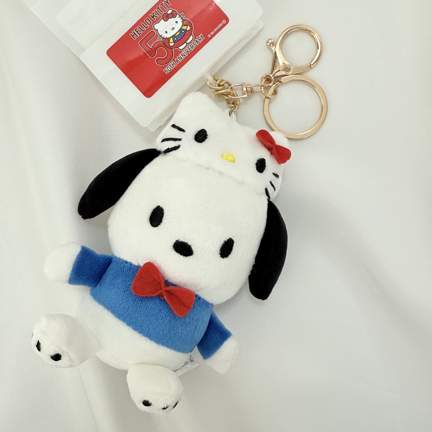 Pochacco Hello Kitty 50th Anniversary Plush Keychain