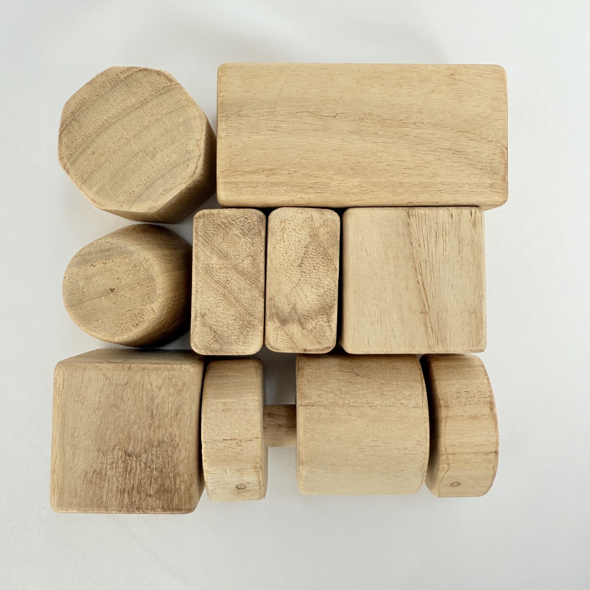 Back view of wooden blocks