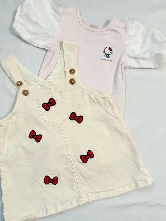 Hello Kitty Jumper Skirt & Romper Set 12-18m