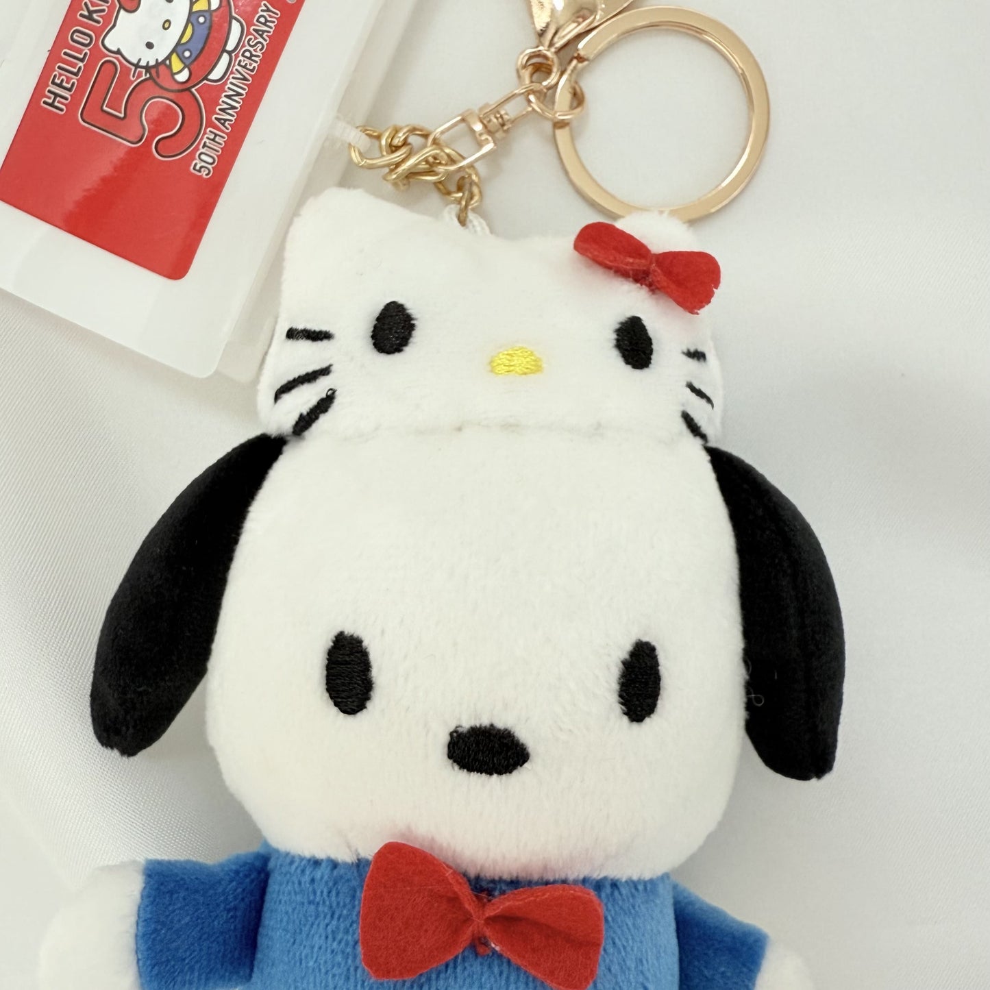 Pochacco Hello Kitty 50th Anniversary Plush Keychain Sanrio